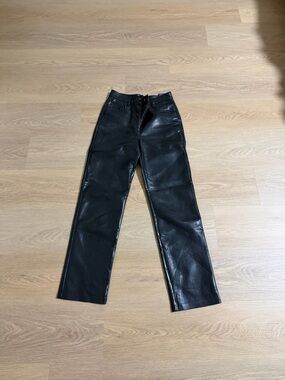 Wilfred Black Faux Leather Straight-Leg Pants